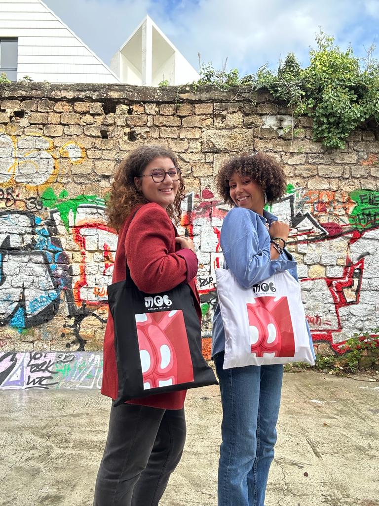 "La conversation" tote bag blanc